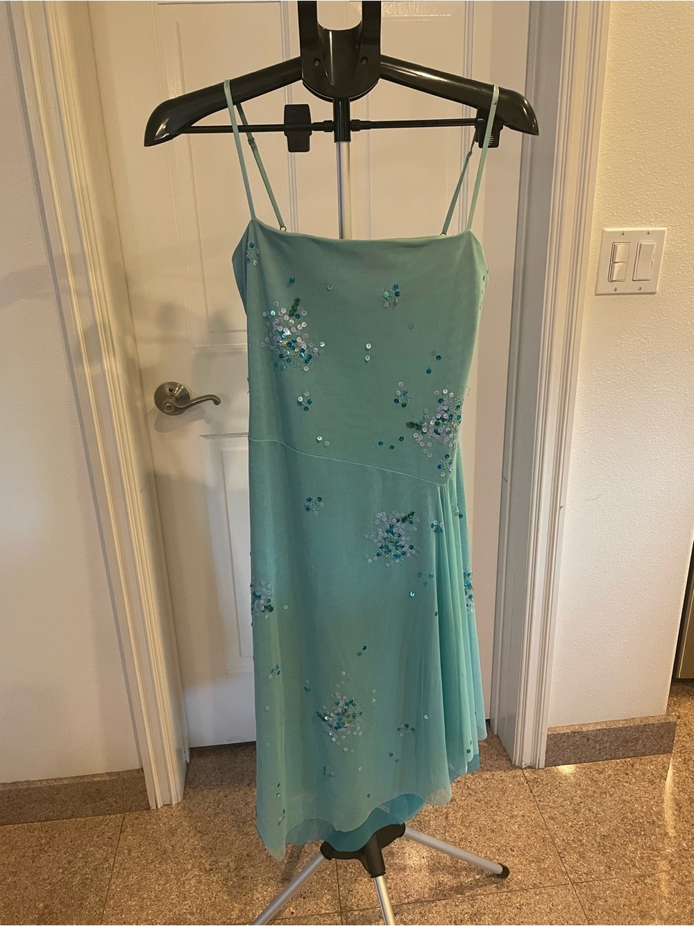 BCBG Aqua Sequin Asymmetrical Slip Dress